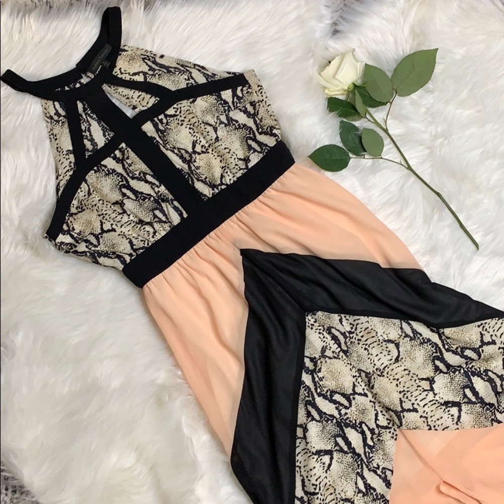 Peach and Snake Maxi Dress